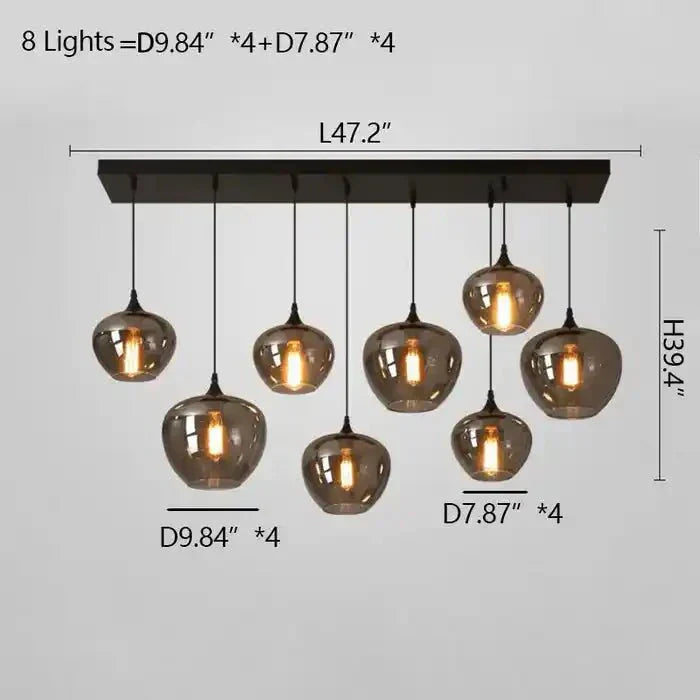 Modern Smoke Gray Glass Lamp Designer Chandelier - Arialamps