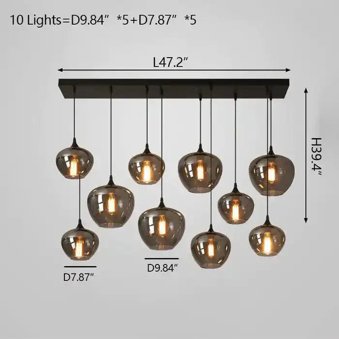 Modern Smoke Gray Glass Lamp Designer Chandelier - Arialamps