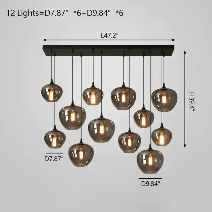 Modern Smoke Gray Glass Lamp Designer Chandelier - Arialamps
