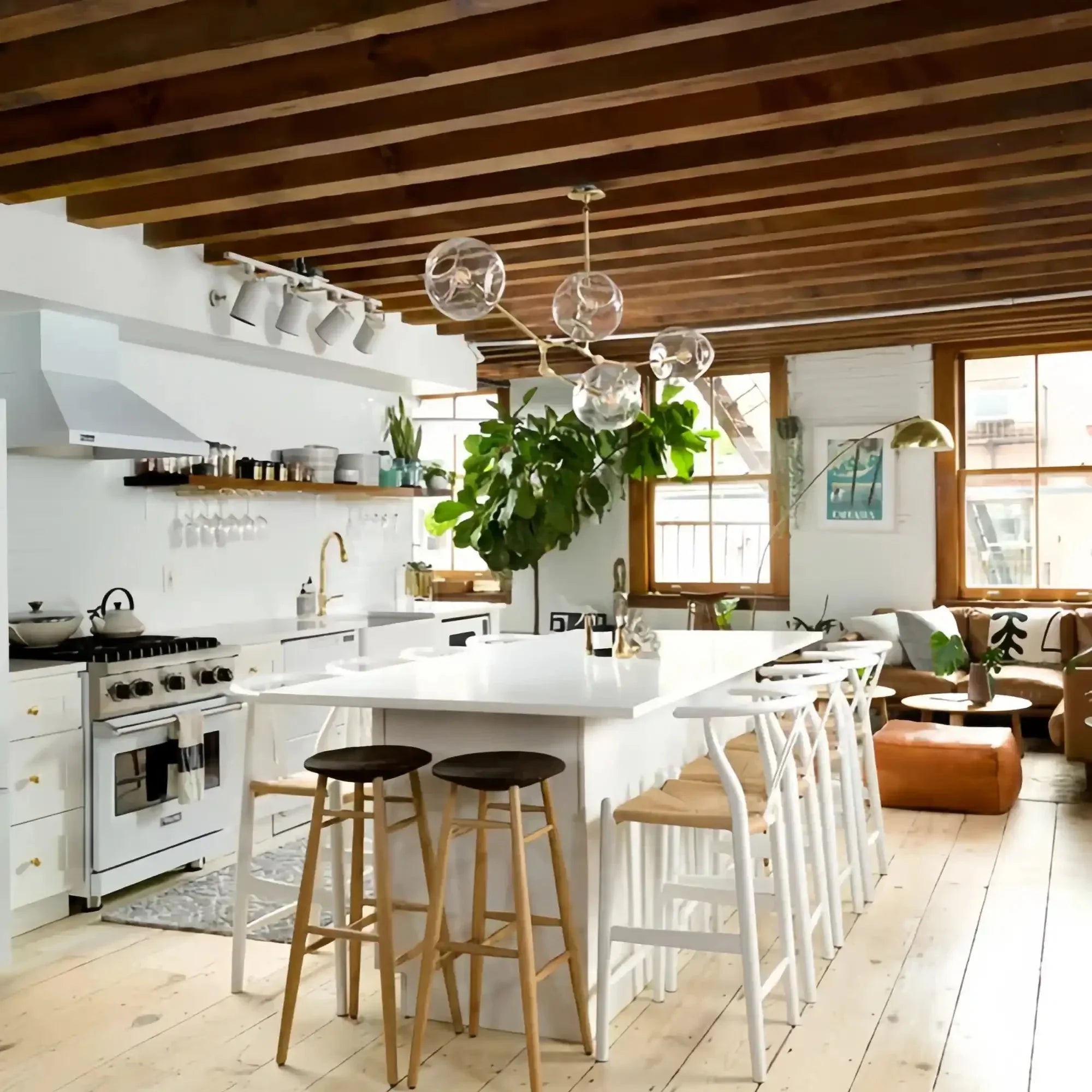 Modern Sputnik Smoky Gray/Amber Glass Branch Chandelier for Kitchen Island/Dining Room - Arialamps