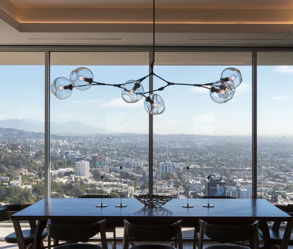Modern Sputnik Smoky Gray/Amber Glass Branch Chandelier for Kitchen Island/Dining Room-Chandeliers-Arialamps