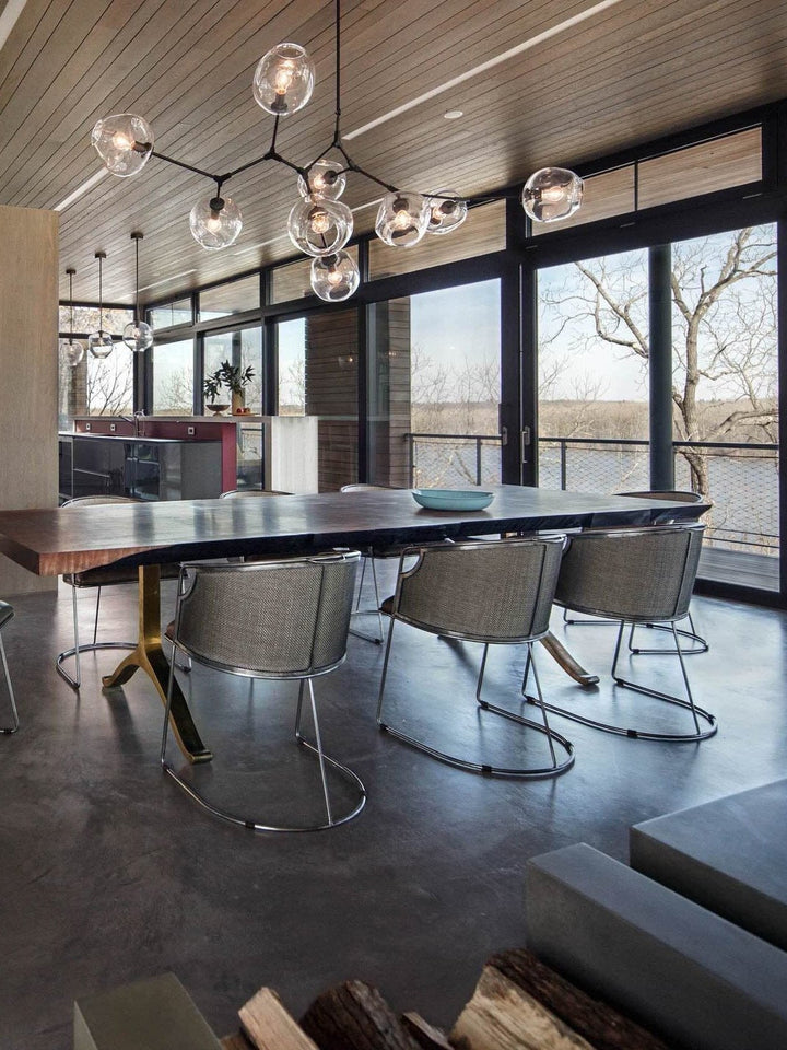Modern Sputnik Smoky Gray/Amber Glass Branch Chandelier for Kitchen Island/Dining Room-Chandeliers-Arialamps