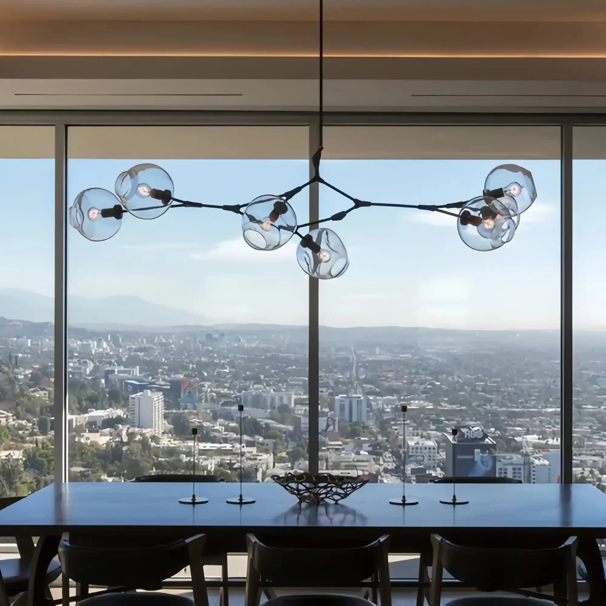 Modern Sputnik Smoky Gray/Amber Glass Branch Chandelier for Kitchen Island/Dining Room - Arialamps
