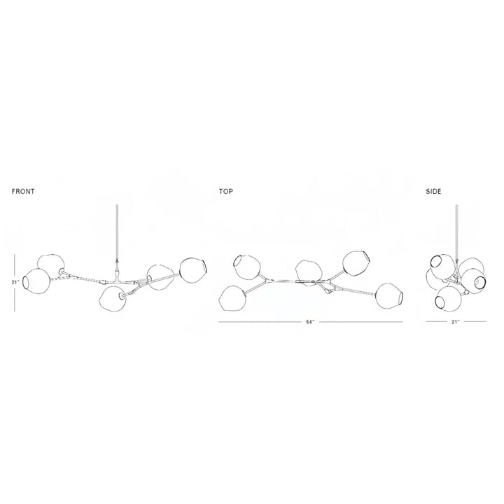 Modern Sputnik Smoky Gray/Amber Glass Branch Chandelier for Kitchen Island/Dining Room - Arialamps
