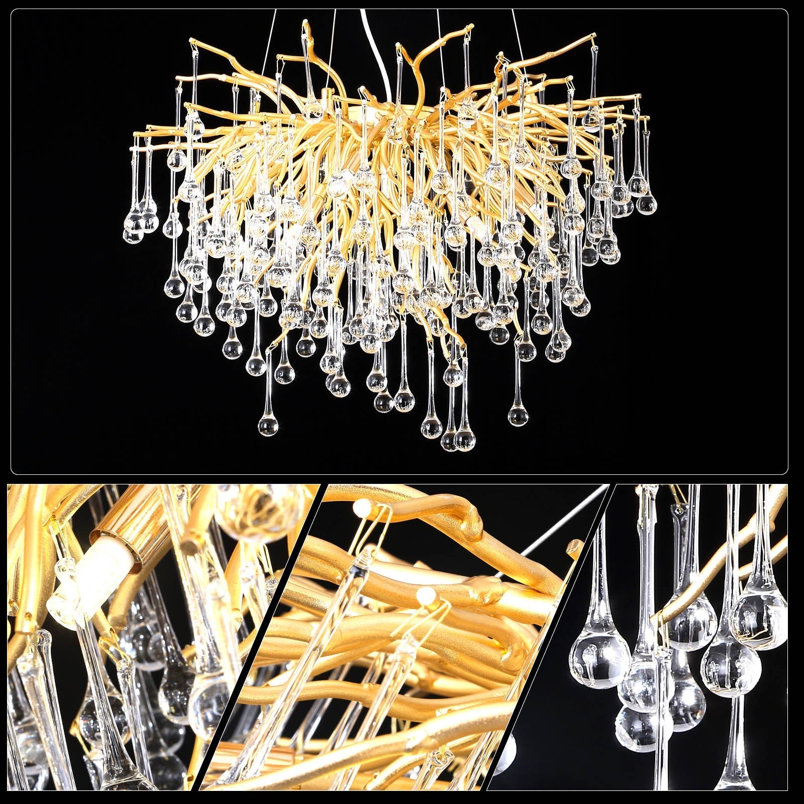 Doris Rain Branch Chandelier 23.5"D Gold