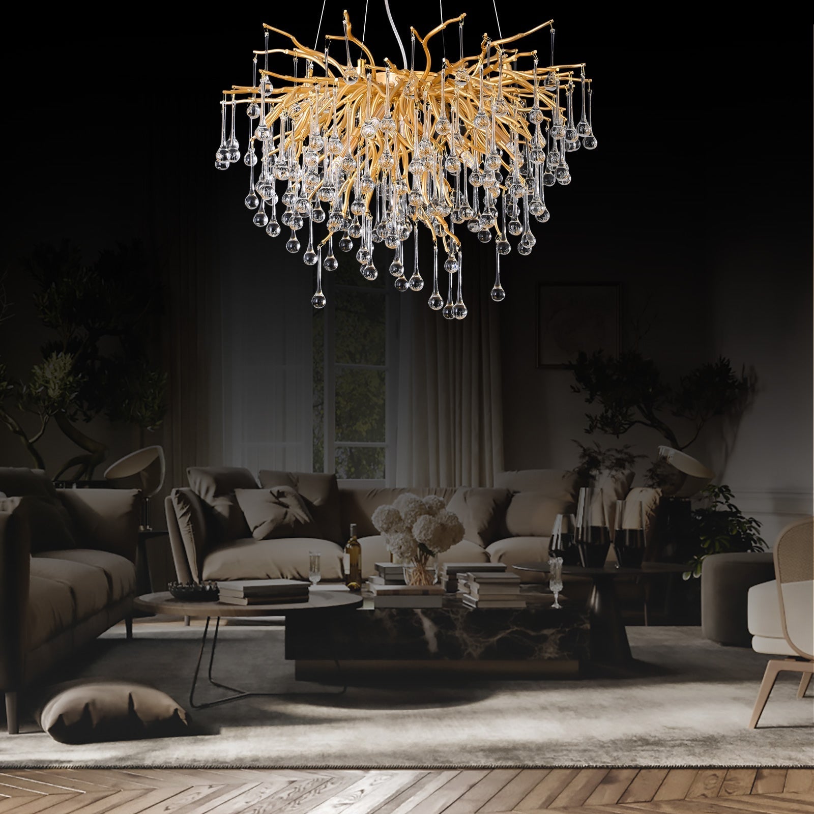 Doris Rain Branch Chandelier 23.5"D Gold