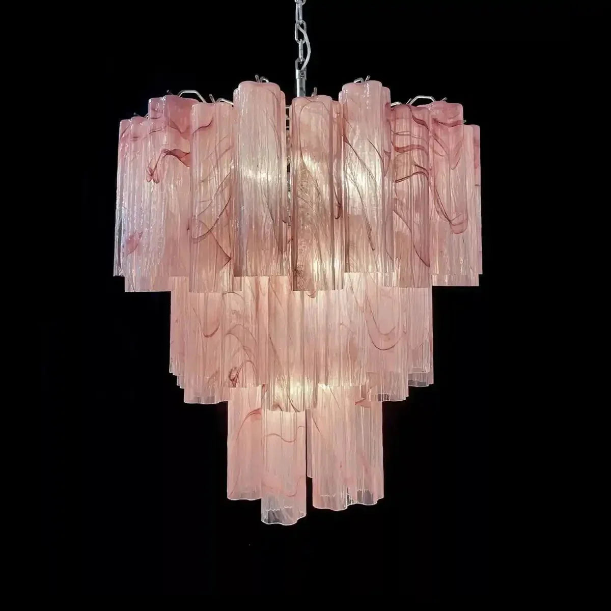Murano Chandelier – 48 tubes – Alabaster Pink - Arialamps