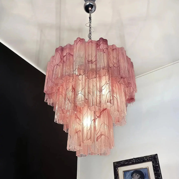 Murano Chandelier – 48 tubes – Alabaster Pink - Arialamps