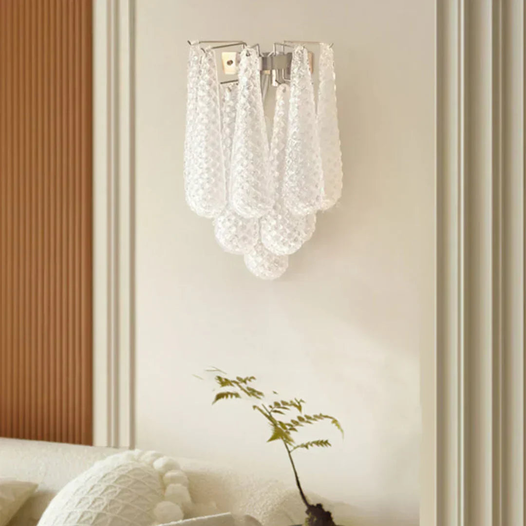 Murano Petals White Wall Light 13.4"-Wall Light-Arialamps