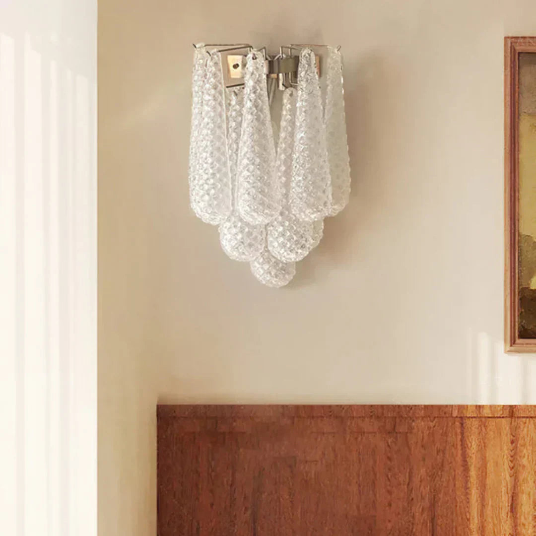 Murano Petals White Wall Light 13.4"-Wall Light-Dia 13.4″(34cm) x H 17.7″(45cm)-White-Arialamps