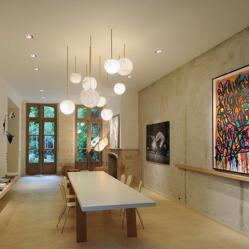 Nami Alabaster Sphere Staircase Chandelier,Multi Pendant Light-chandeliers for dining room,chandeliers for stairways,chandeliers for foyer,chandeliers for bedrooms,chandeliers for kitchen,chandeliers for living room-Arialamps