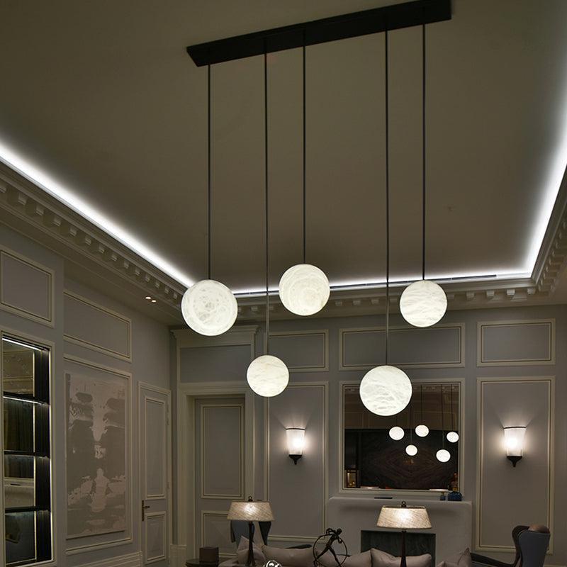 Nami Alabaster Sphere Staircase Chandelier,Multi Pendant Light-chandeliers for dining room,chandeliers for stairways,chandeliers for foyer,chandeliers for bedrooms,chandeliers for kitchen,chandeliers for living room-Arialamps