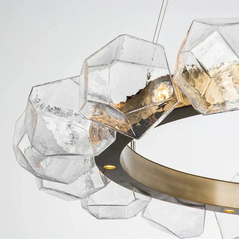 Nordic Minimalist Glass Circle Art Chandelier for Living/Dining Room/Bedroom - Arialamps