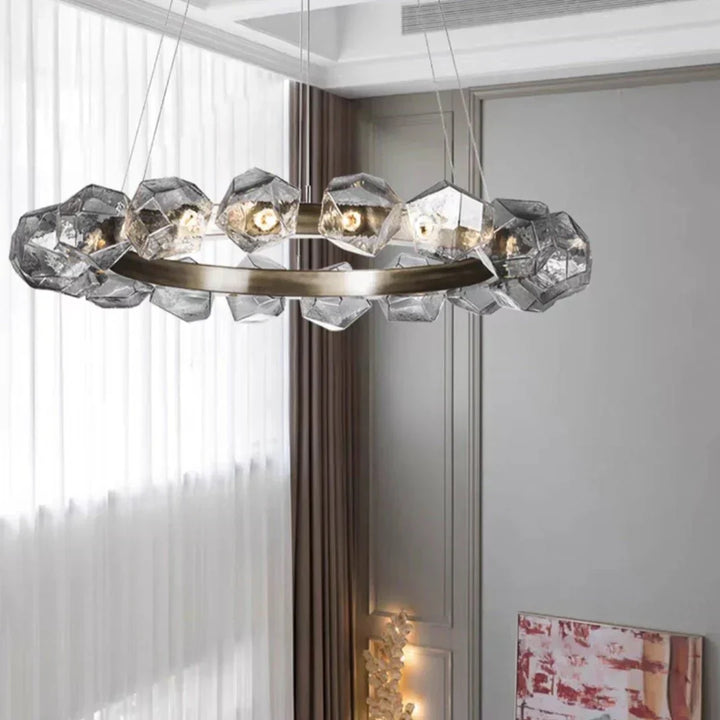 Nordic Minimalist Glass Circle Art Chandelier for Living/Dining Room/Bedroom - Arialamps