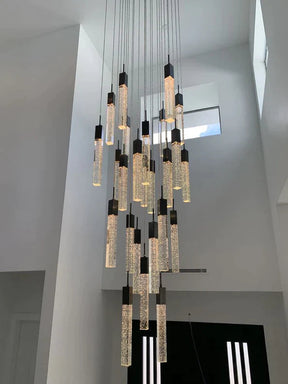 Aria Light Luxury Glacier Bubble Crystsal Chandelier in Gold/Chrome/Black Finish for Staircase/Foyer