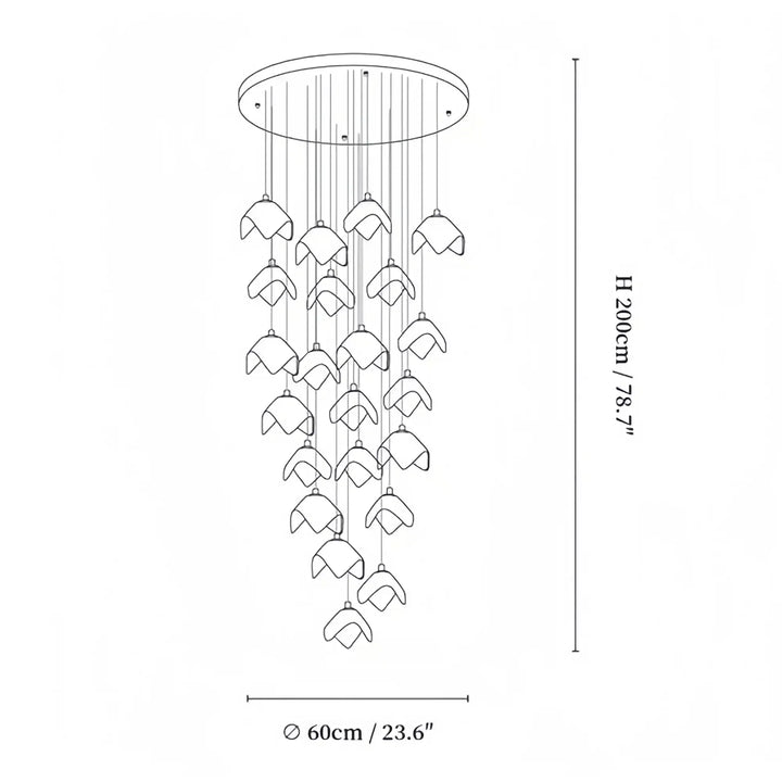 Orlani Bloom Cascade Stairs Chandelier - Arialamps