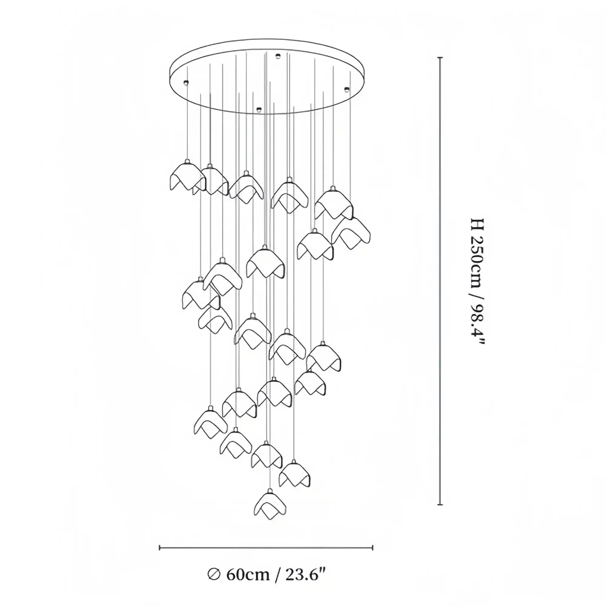 Orlani Bloom Cascade Stairs Chandelier - Arialamps