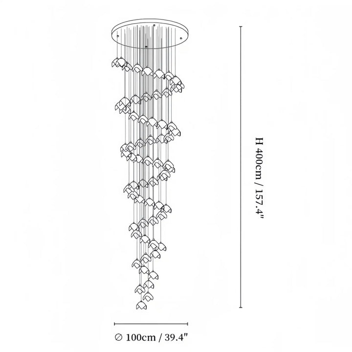 Orlani Bloom Cascade Stairs Chandelier - Arialamps