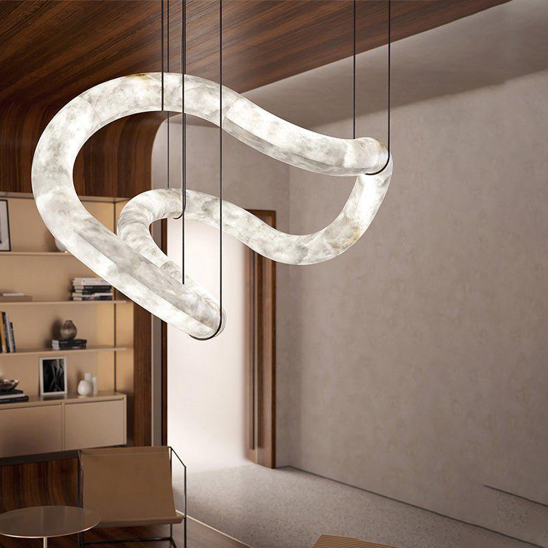 Oslo Infinity Symmetrical Entryway Alabaster Pendant Light-Arialamps