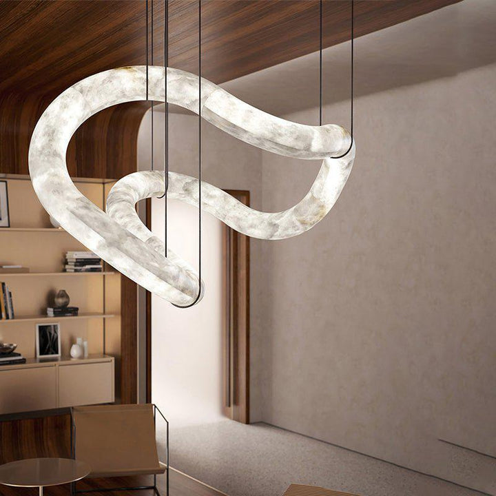 Oslo Infinity Symmetrical Entryway Alabaster Pendant Light-Arialamps