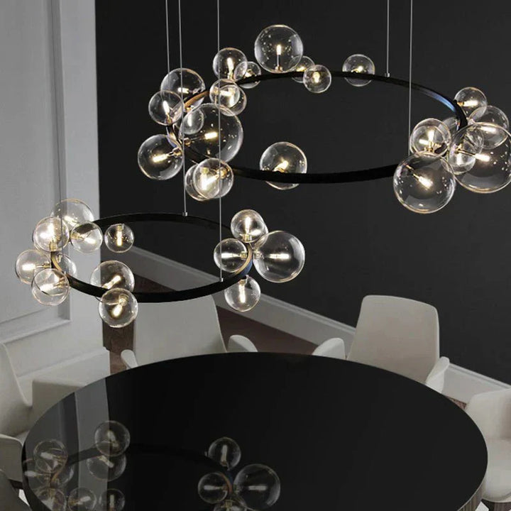 Oversized Nordic Black Iron Glass Bubble Collection Chandelier Suit for Living/Dining Room - Arialamps