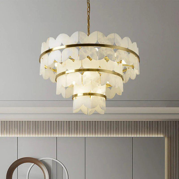 Patanga Alabaster Chandelier Light-23.6" x 14.2" / 60 x 36cm-Arialamps
