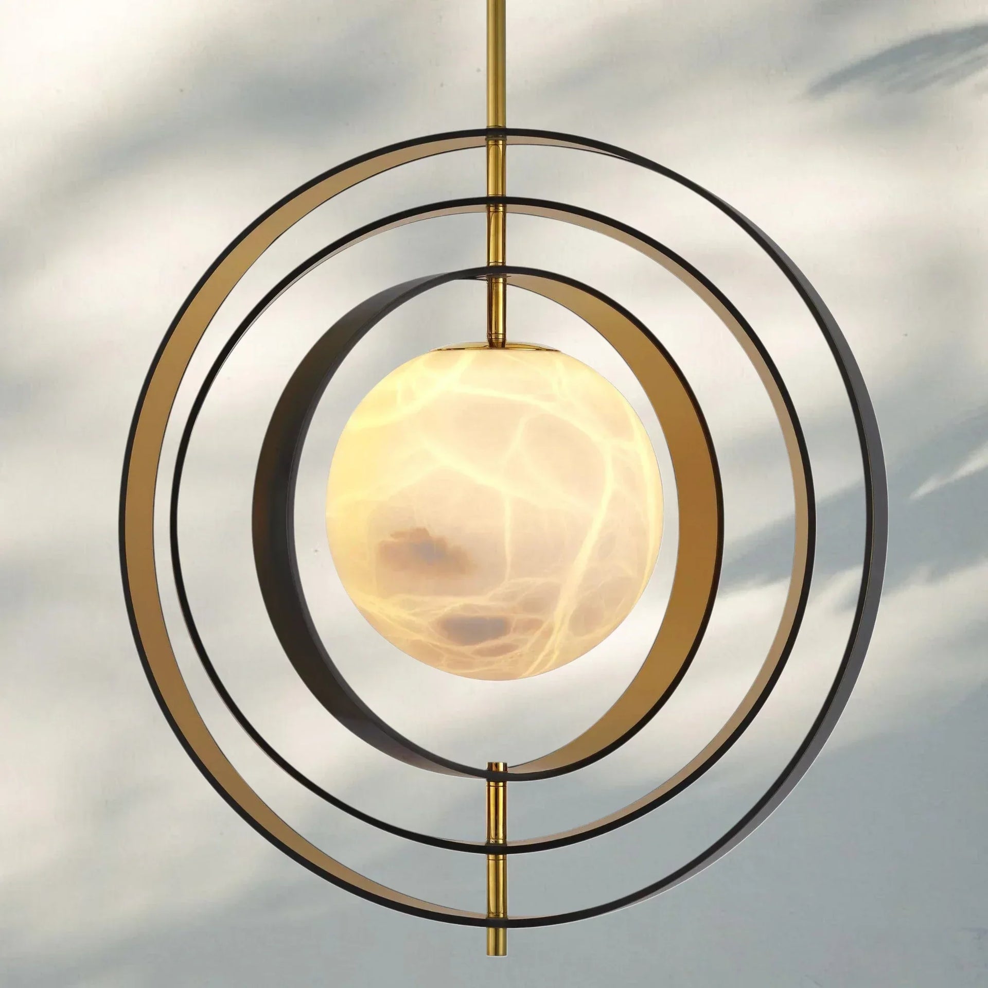 Pearl Alabaster Modern Round Chandelier-Arialamps