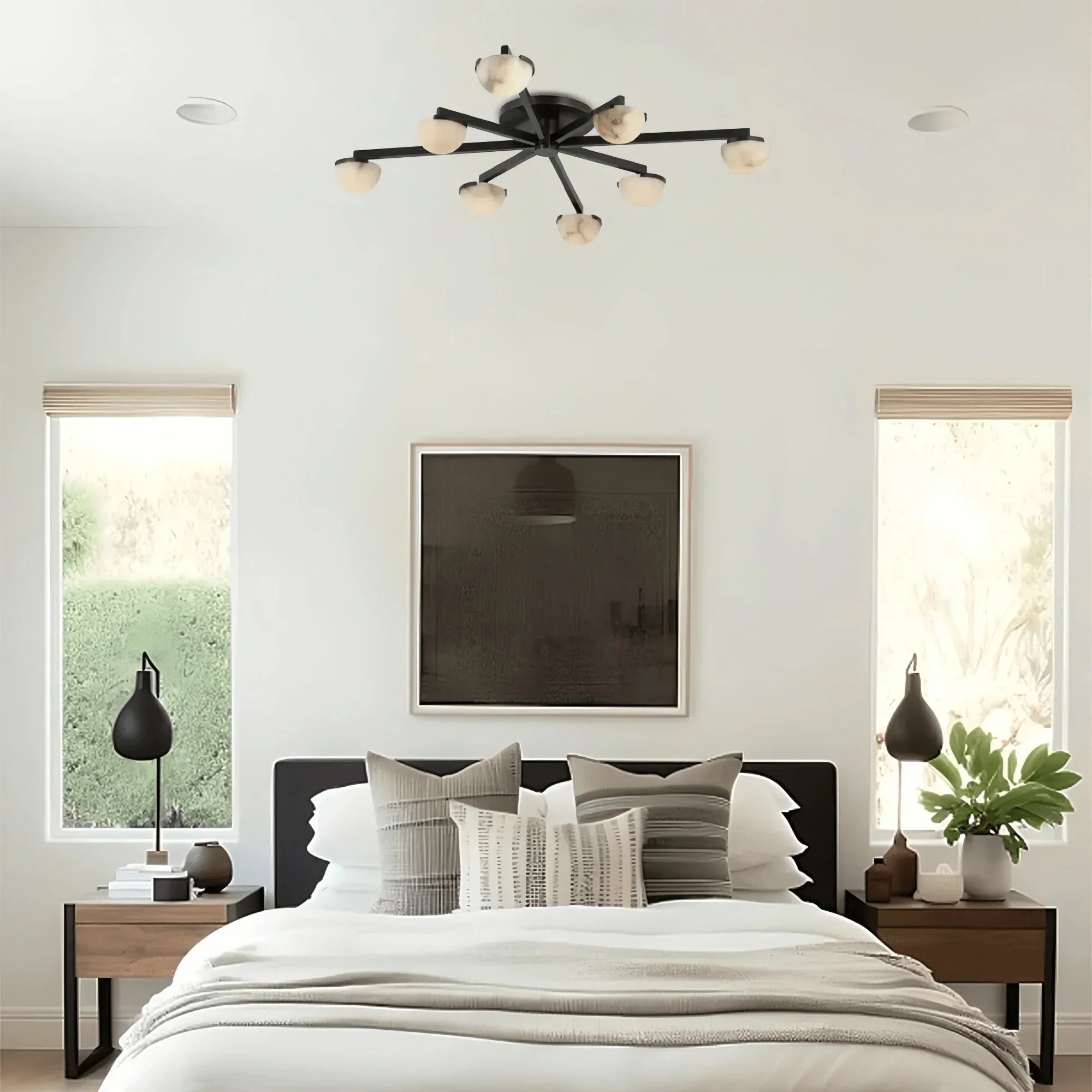 Pedrea Alabaster Wearstler Large Staggered Arm Flush Mount - Arialamps