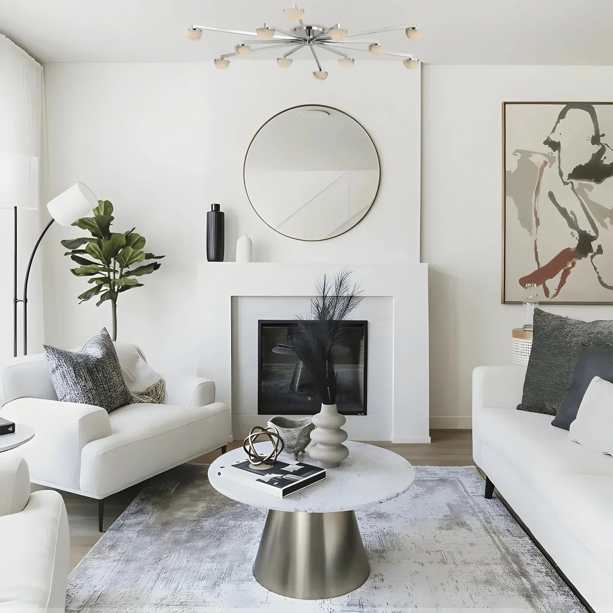 Pedrea Alabaster Wearstler Large Staggered Arm Flush Mount - Arialamps