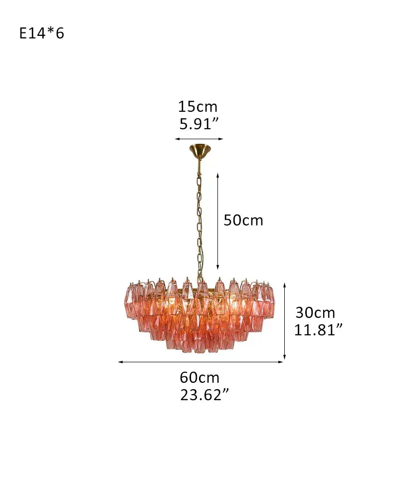 Modernist Chandelier ceiling brass satin frame decor for sitting room | Purple Blown Glass D60*H30CM D23.62"*H11.81" Pink American Vintage chandelier lamp