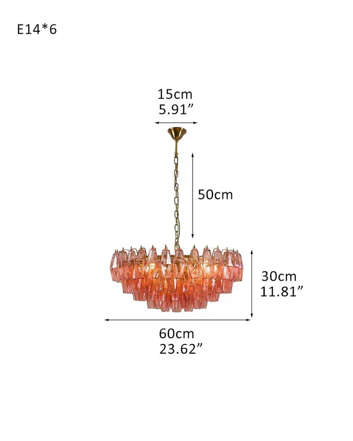 Modernist Chandelier ceiling brass satin frame decor for sitting room | Purple Blown Glass D60*H30CM D23.62"*H11.81" Pink American Vintage chandelier lamp