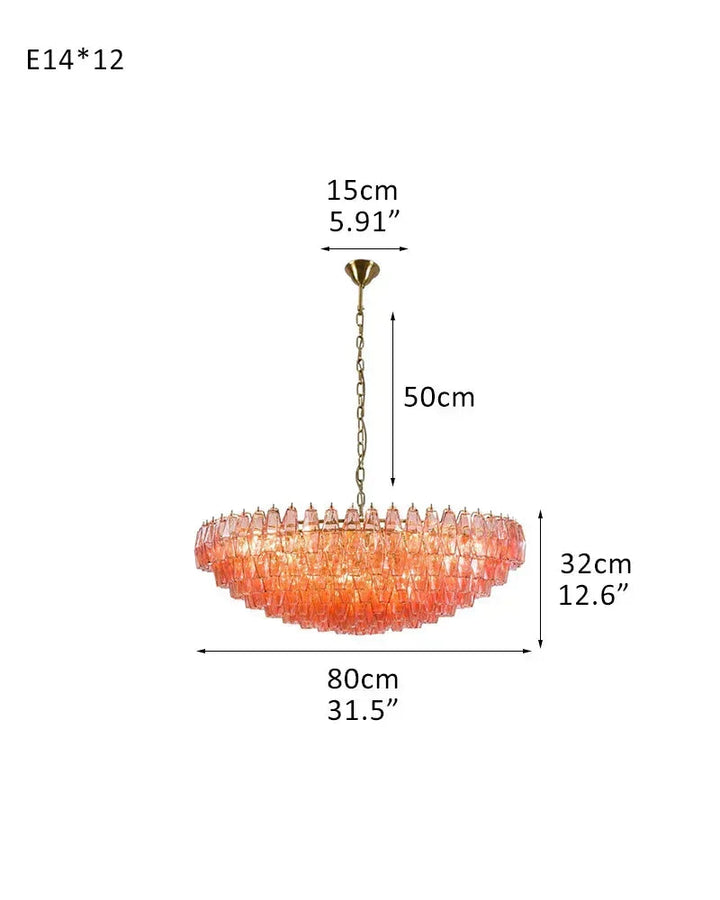 Modernist Chandelier ceiling brass satin frame decor for sitting room | Purple Blown Glass D80*H32CM D31.5"*H12.6" Pink American Vintage chandelier lamp