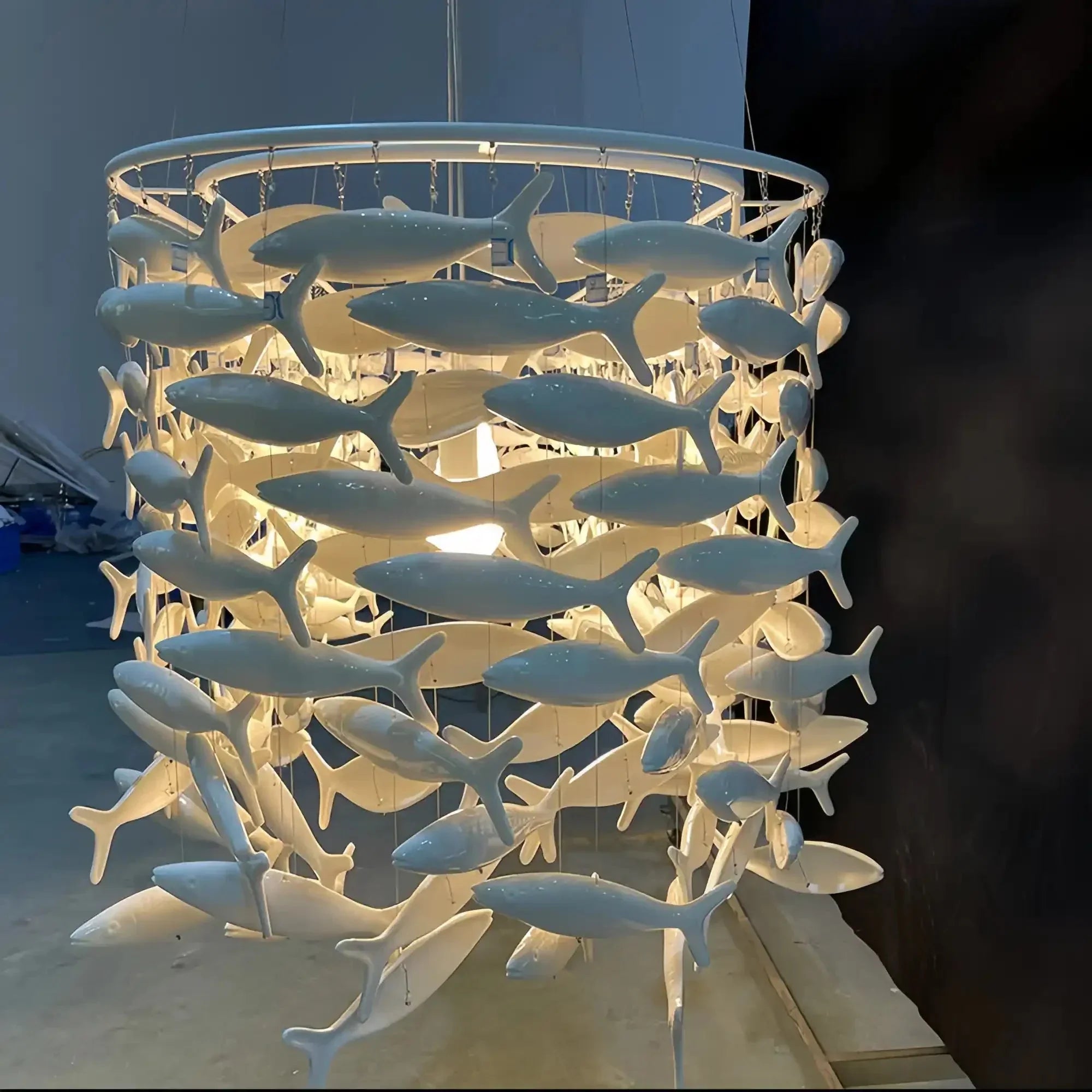 Porcelain Fish Shaped Dining Table Chandelier - Arialamps