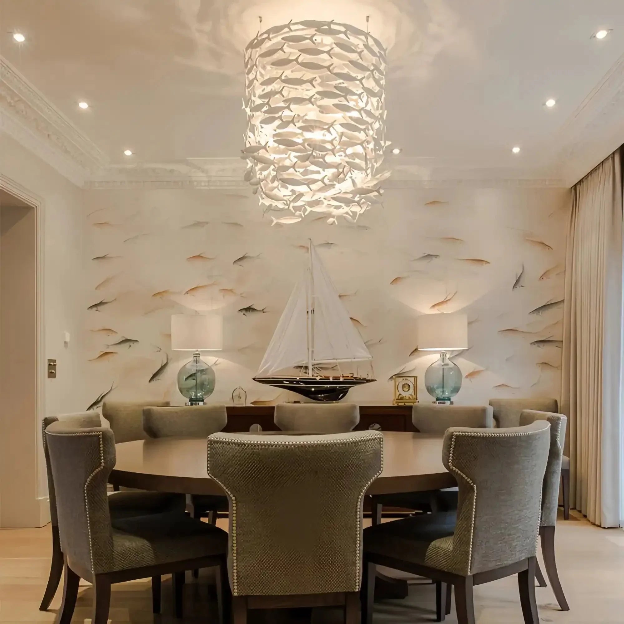 Porcelain Fish Shaped Dining Table Chandelier - Arialamps