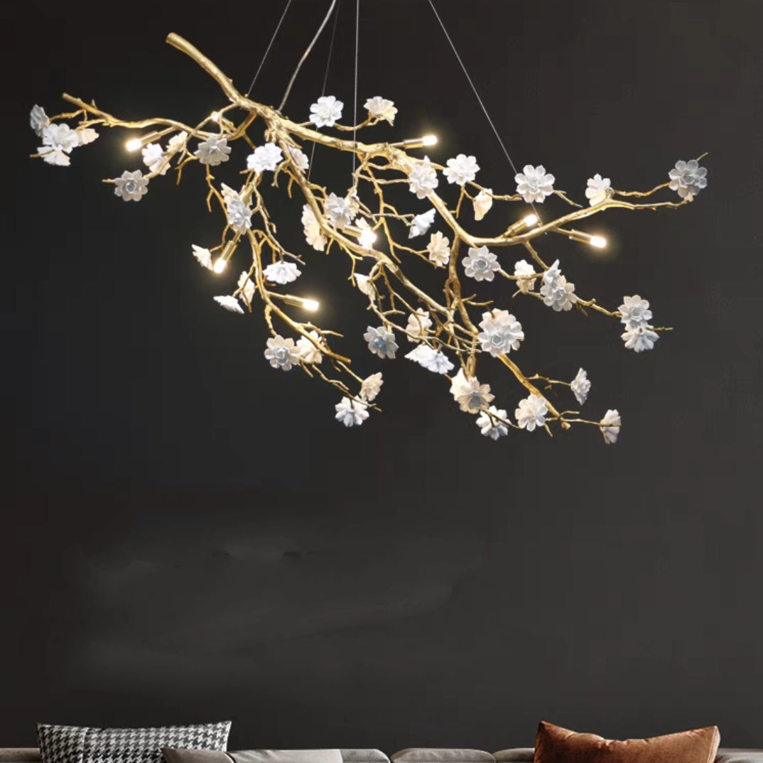 post-modern-art-brass-and-ceramics-flower-pendant-branch-chandelier-1