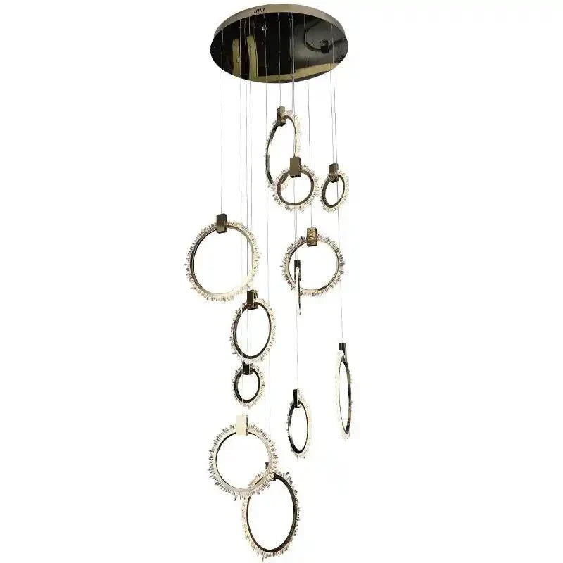 Primary Crystal 12 Rings Staircase Chandelier - Arialamps