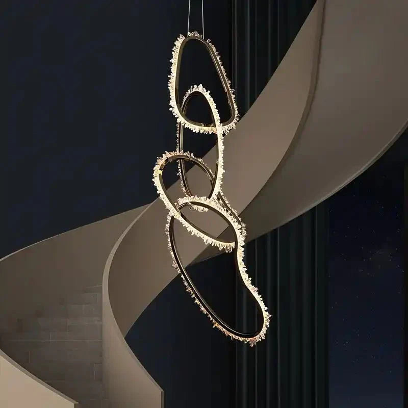 Primary Crystal 5 Rings Chandelier - Arialamps