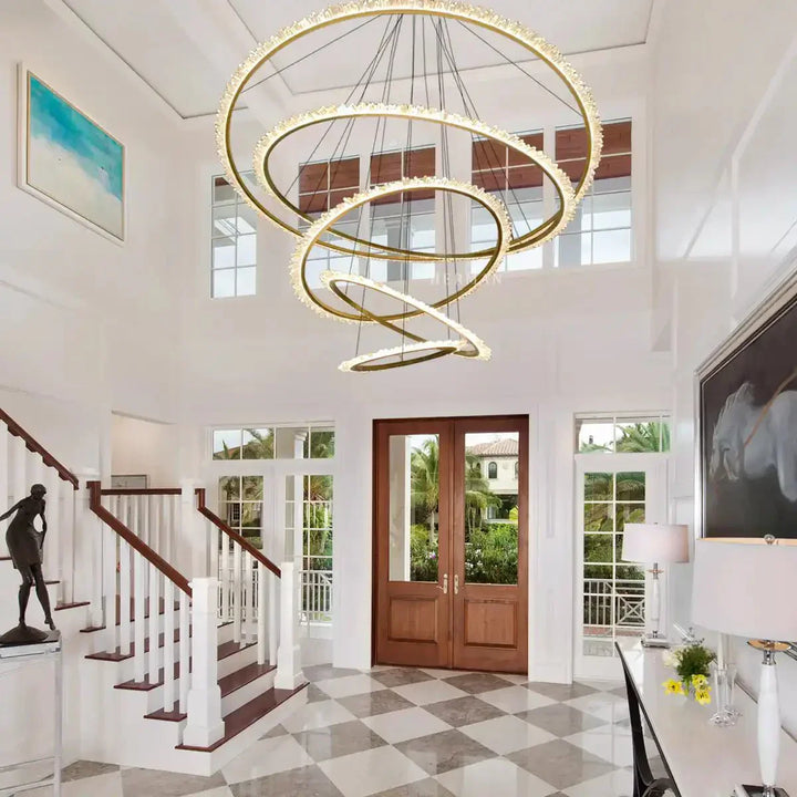 Primary Crystal Multi Rings Chandelier - Arialamps