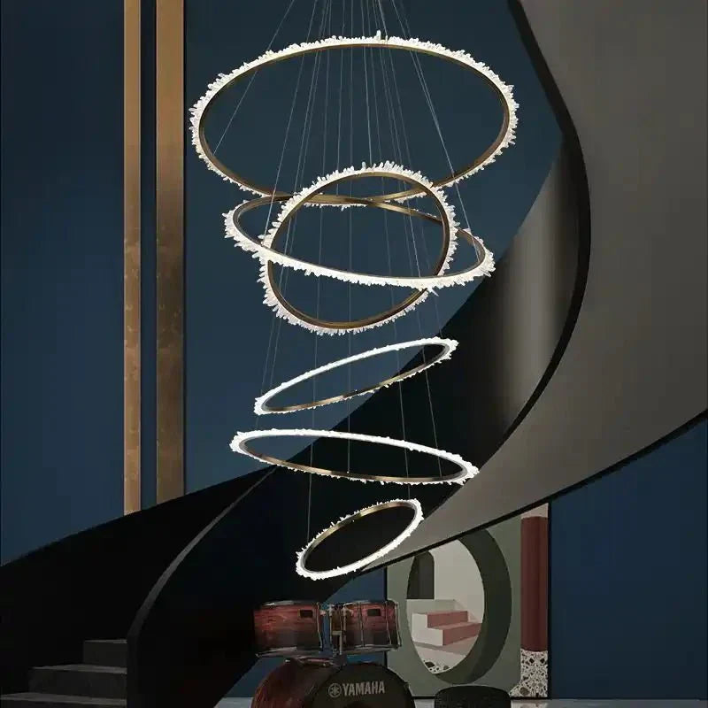 Primary Crystal Multi Rings Chandelier - Arialamps