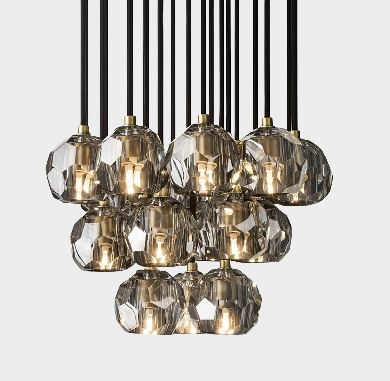 Bille De Crystal Ball Cluster Chandelier 19"