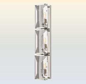 Harlew Crystal Triple Wall Sconce H 32"