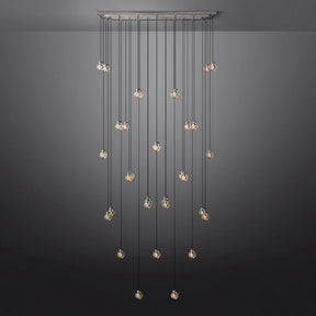 Aria Pearl Linear Rectangle Glass Chandelier, Modern Linear Lamp for Living room