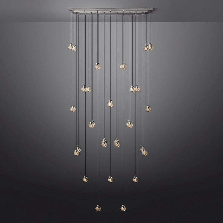 Aria Pearl Linear Rectangle Glass Chandelier, Modern Linear Lamp for Living room