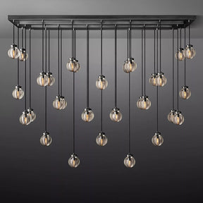 Aria Pearl Linear Rectangle Glass Chandelier, Modern Linear Lamp for Living room