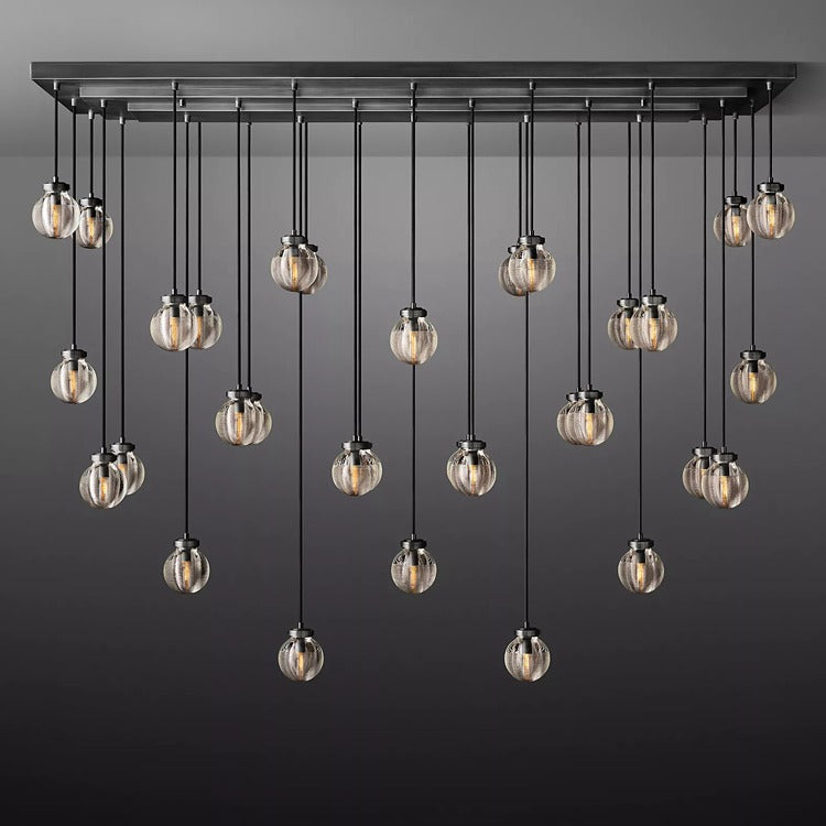 Aria Pearl Linear Rectangle Glass Chandelier, Modern Linear Lamp for Living room