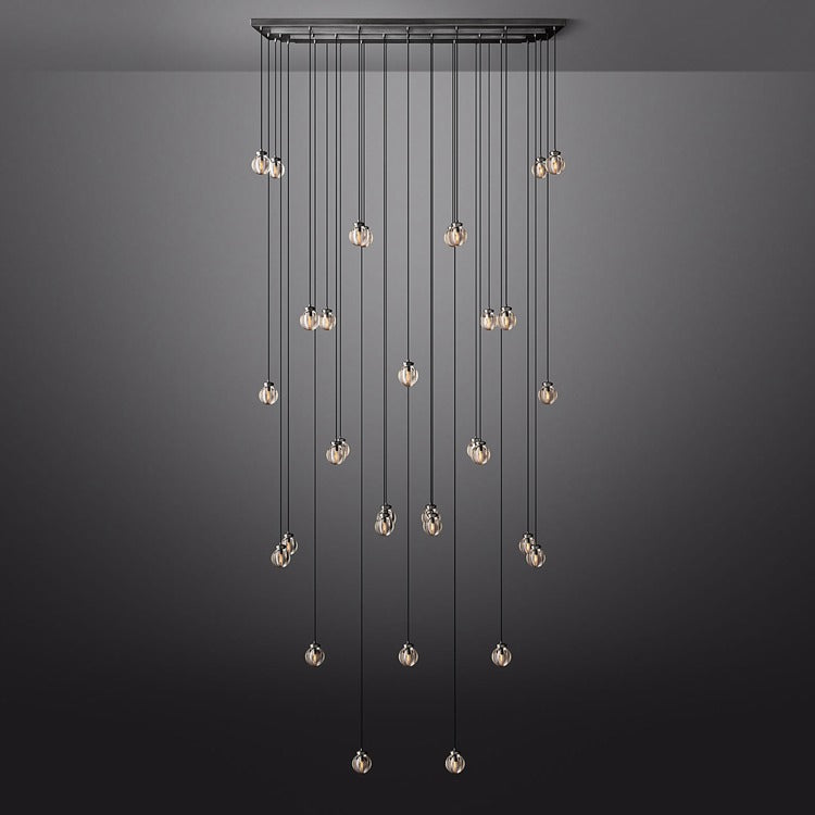 Aria Pearl Linear Rectangle Glass Chandelier, Modern Linear Lamp for Living room