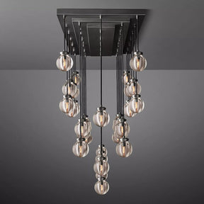 Aria Pearl Linear Rectangle Glass Chandelier, Modern Linear Lamp for Living room