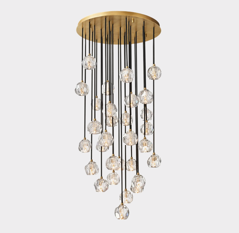 Bille De Crystal Round Cluster Chandelier 30"