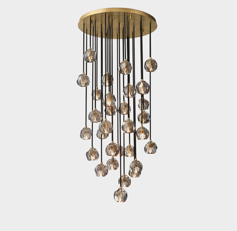 Bille De Crystal Round Cluster Chandelier 30"