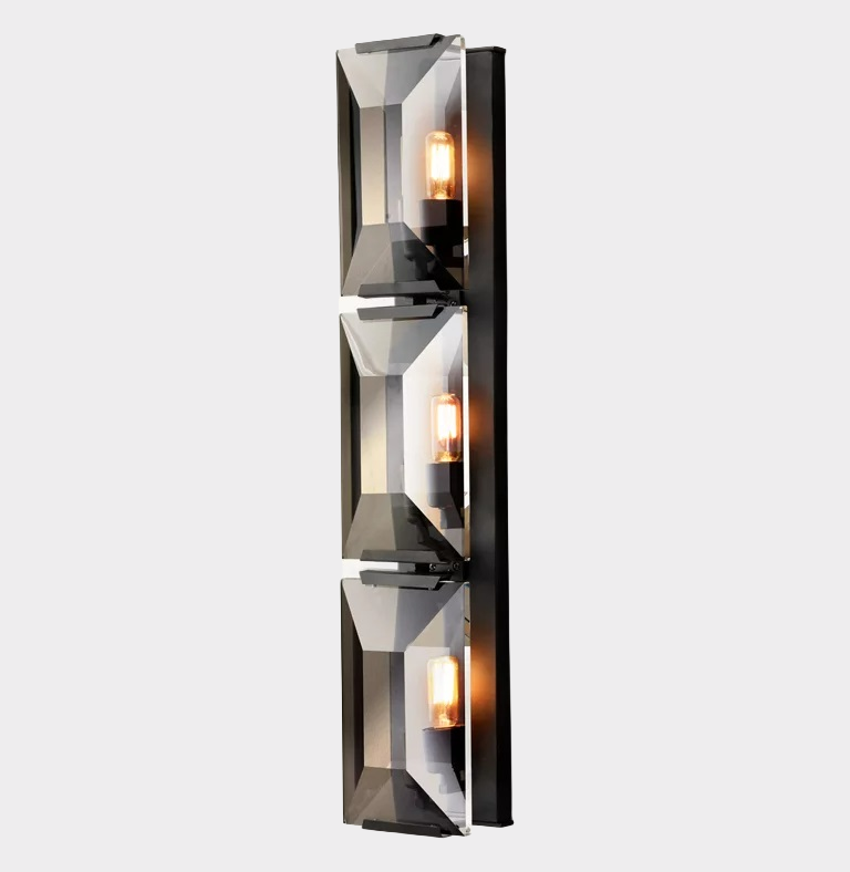 Harlew Crystal Triple Wall Sconce H 32"